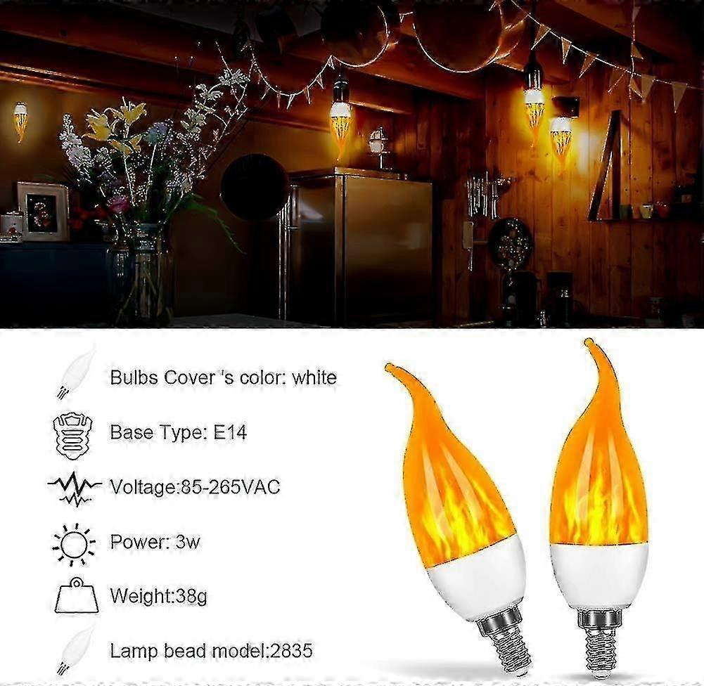 4 Pack E14 LED Flame Effect Bulbs 3 Modes Decorative Lights V1263-JX-5504