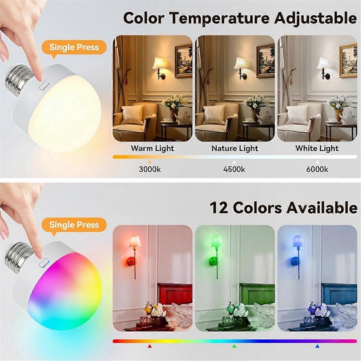 Rechargeable LED Bulbs with Remote E26 Battery Backup V1263-JX-5506