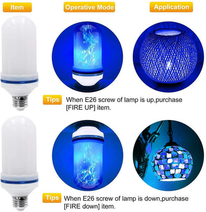 2pcs LED Flame Effect Bulbs 4 Modes E26 Gravity Sensor Flickering Lights V1263-JX-5507