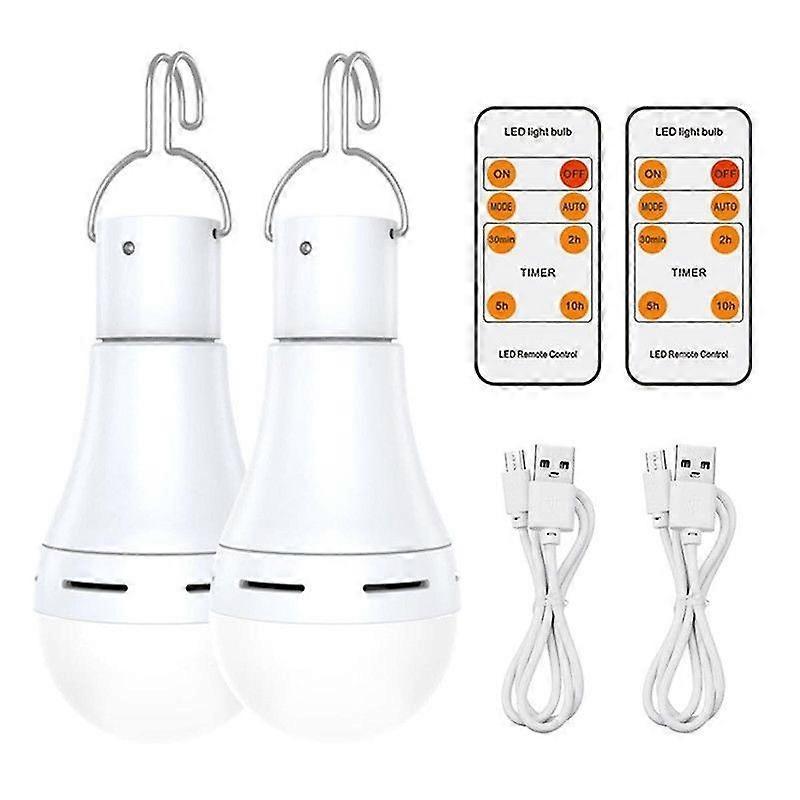 2pcs USB Rechargeable LED Bulbs Battery Backup Emergency Hanging Lights V1263-JX-5509