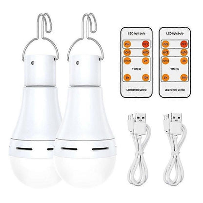 2pcs USB Rechargeable LED Bulbs Battery Backup Emergency Hanging Lights V1263-JX-5509