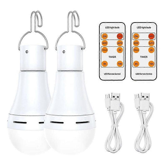 2pcs USB Rechargeable LED Bulbs Battery Backup Emergency Hanging Lights V1263-JX-5509