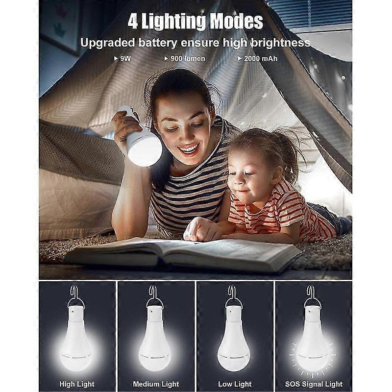 2pcs USB Rechargeable LED Bulbs Battery Backup Emergency Hanging Lights V1263-JX-5509