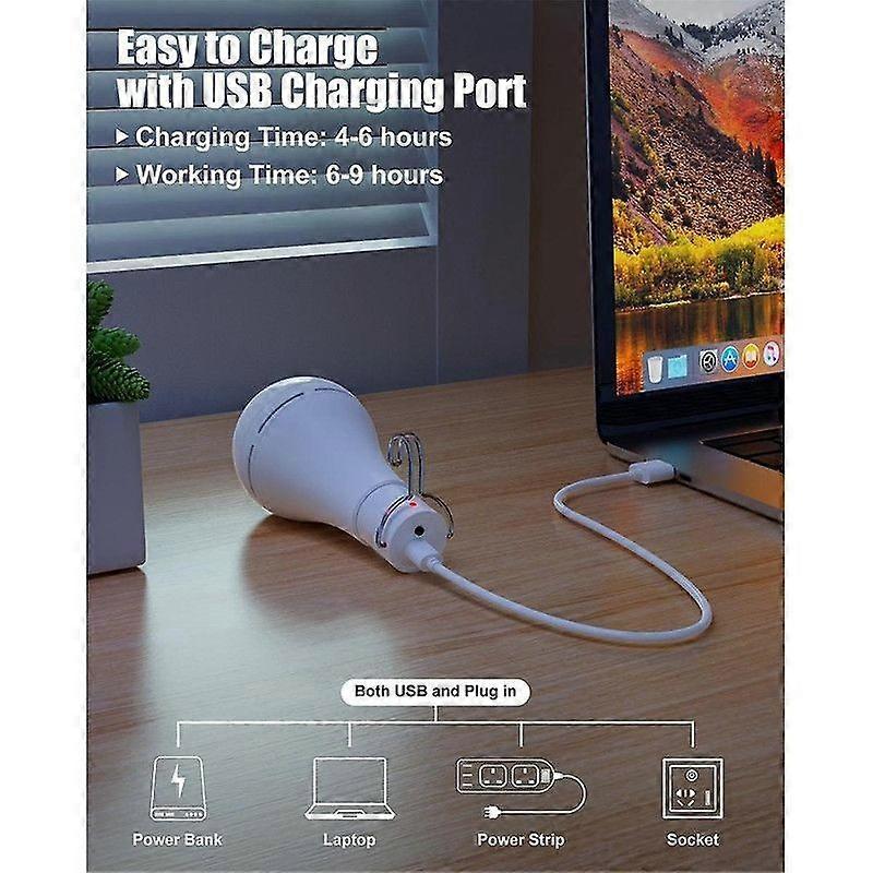 2pcs USB Rechargeable LED Bulbs Battery Backup Emergency Hanging Lights V1263-JX-5509