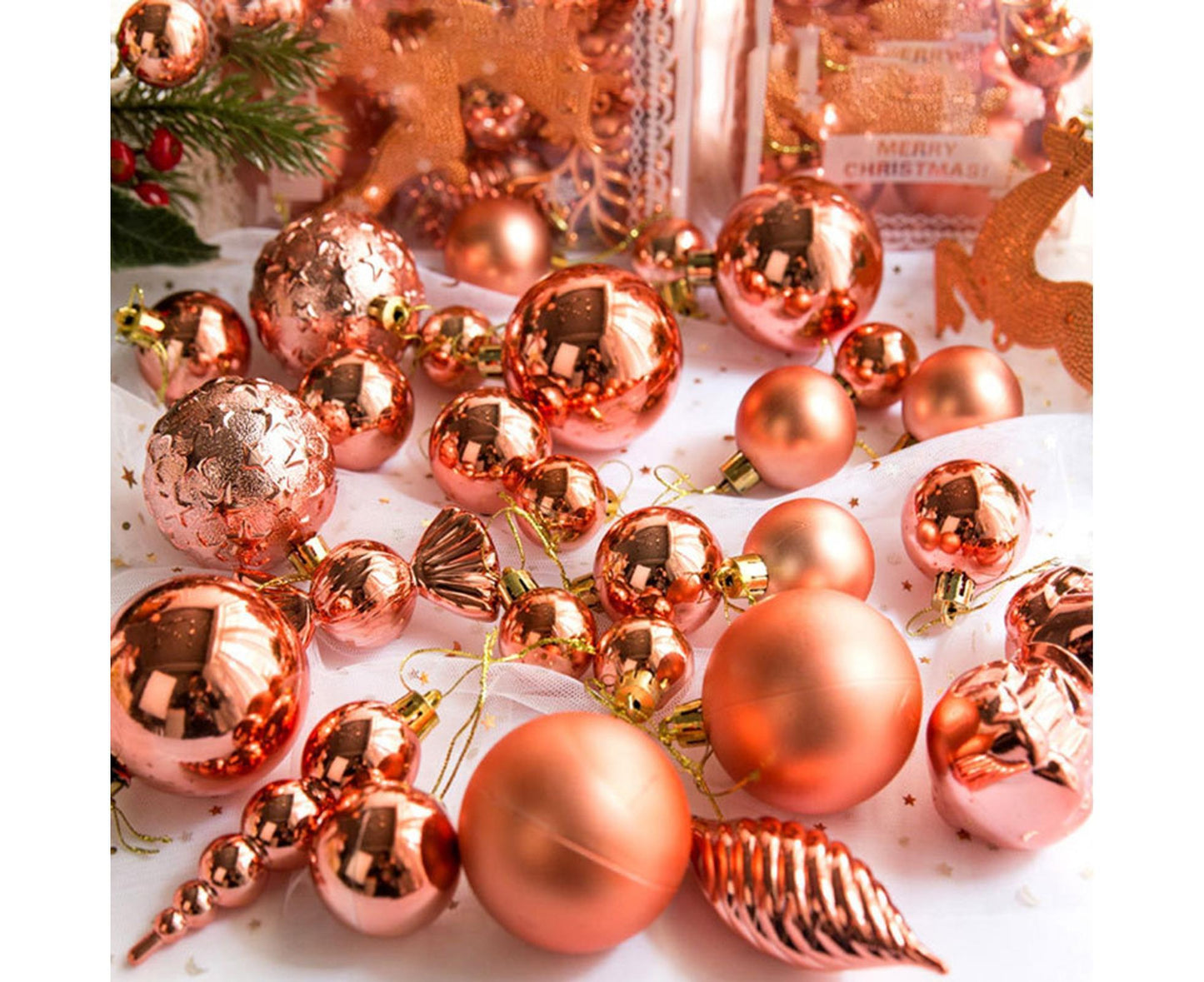 30Pcs Xmas Tree Balls Party Supplies-Rose Gold V1263-JX-551