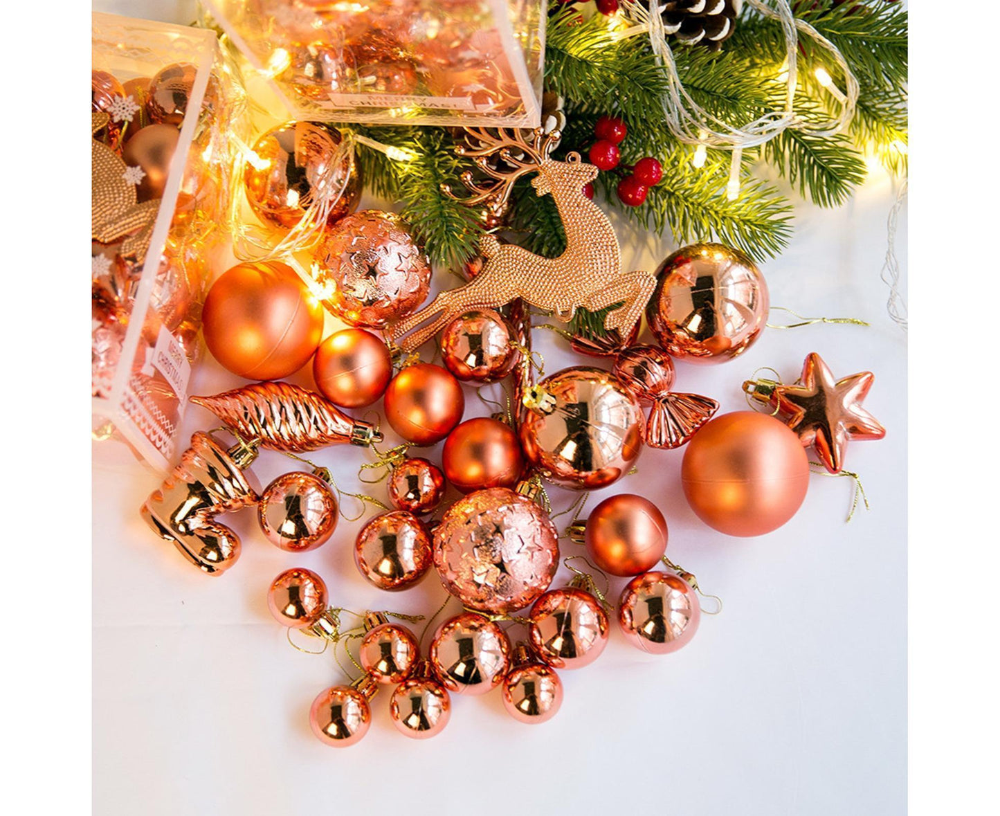 30Pcs Xmas Tree Balls Party Supplies-Rose Gold V1263-JX-551