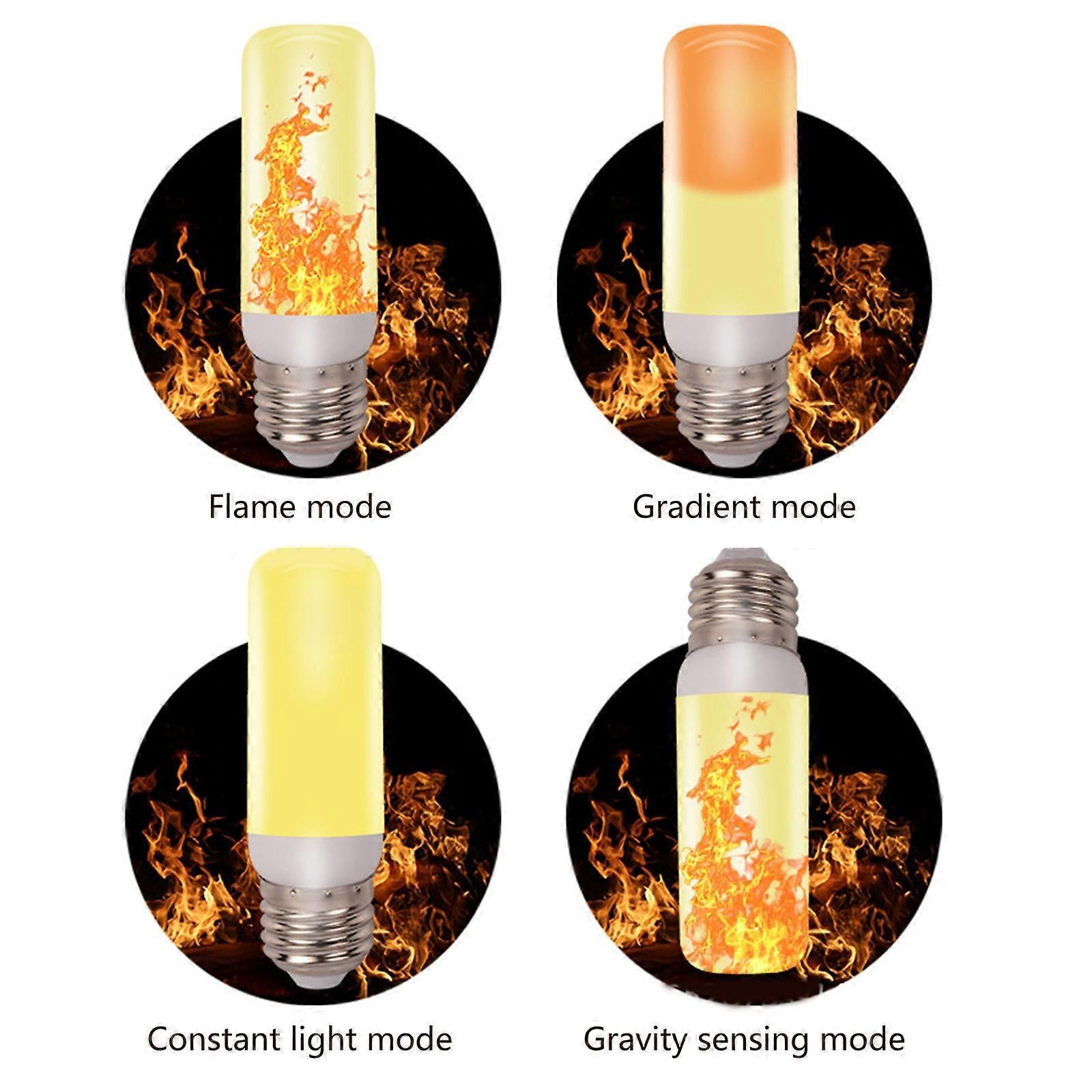 LED Flame Effect Bulb E27 4 Modes Gravity Sensor Flickering Fire Lamp V1263-JX-5511