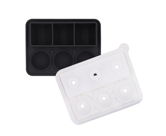 Ice Cube Mold Food Grade Quick Release Silicone Funnel Design Ice Ball Mold for Whiskey-Black V1263-JX-552