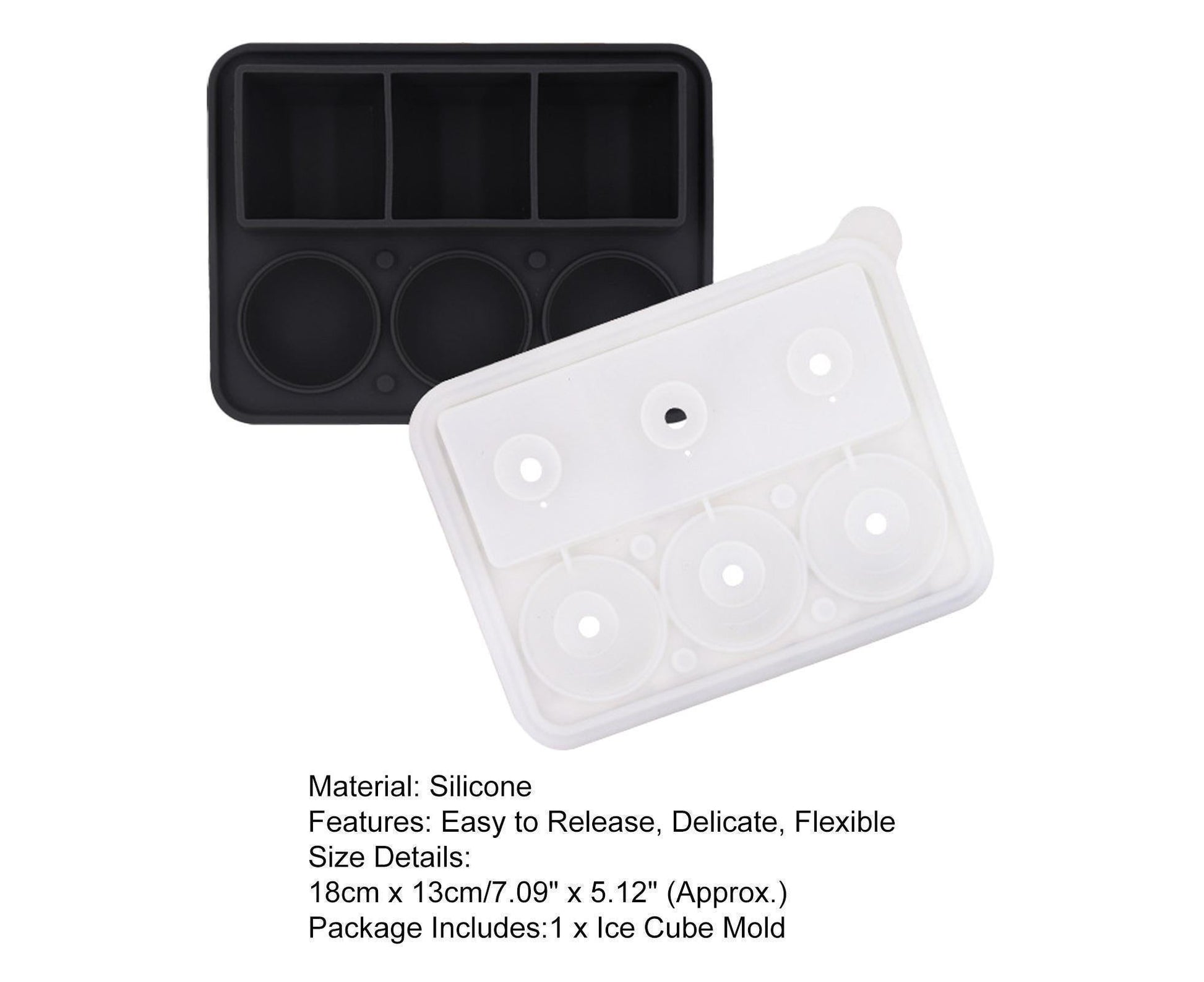 Ice Cube Mold Food Grade Quick Release Silicone Funnel Design Ice Ball Mold for Whiskey-Black V1263-JX-552