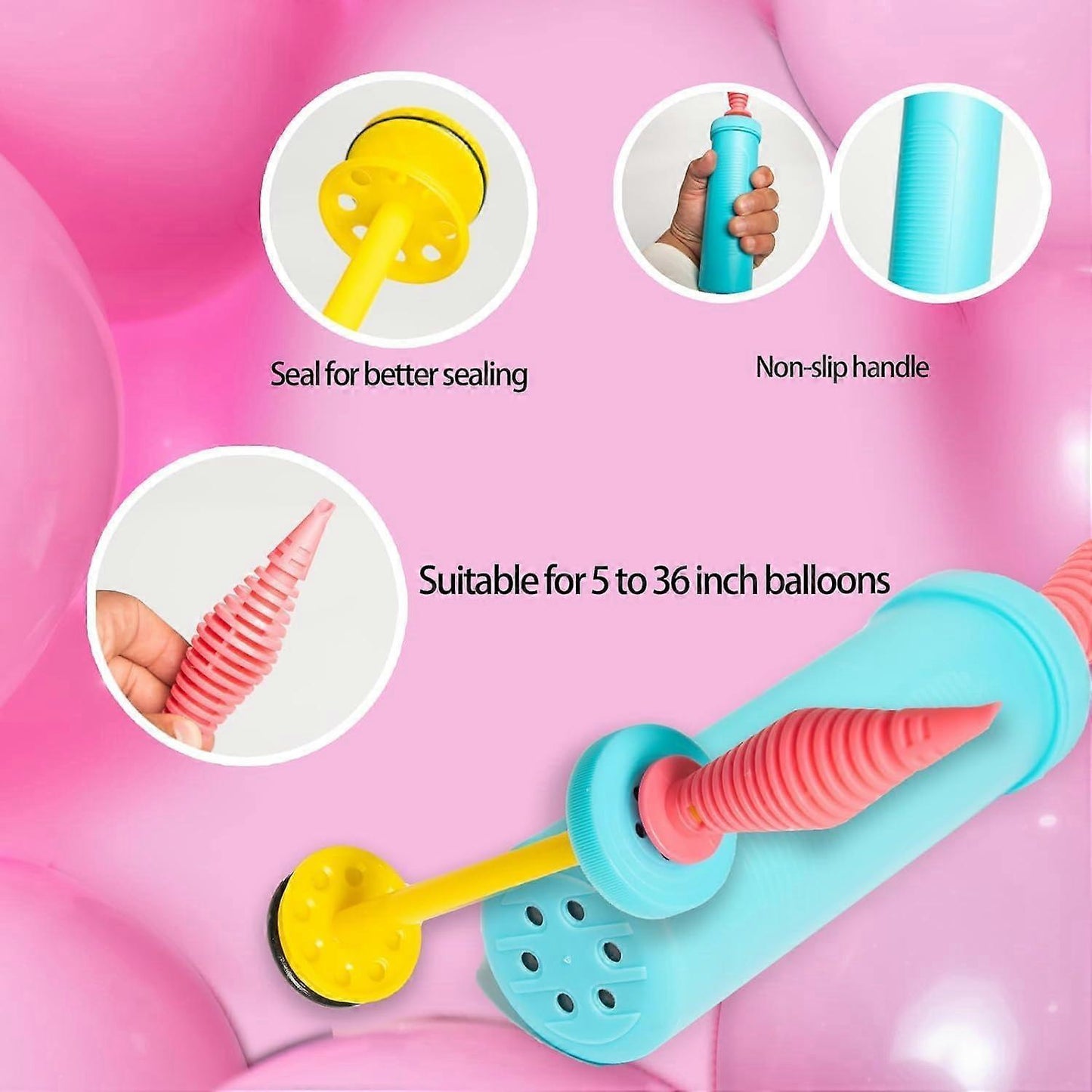 2pcs Manual Balloon Pump Hand Air Pump Random Color for Party Balloons V1263-JX-5520