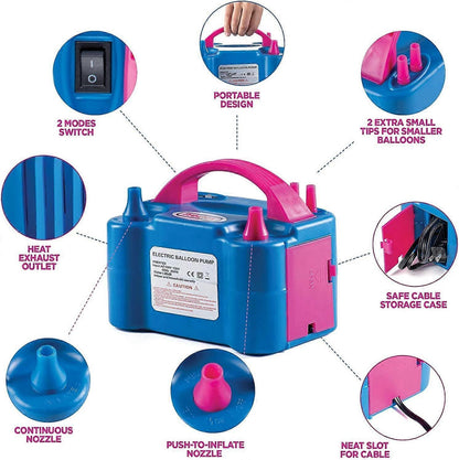 Premium Electric Balloon Pump Double Nozzle Helium-Free Inflator for Parties V1263-JX-5535