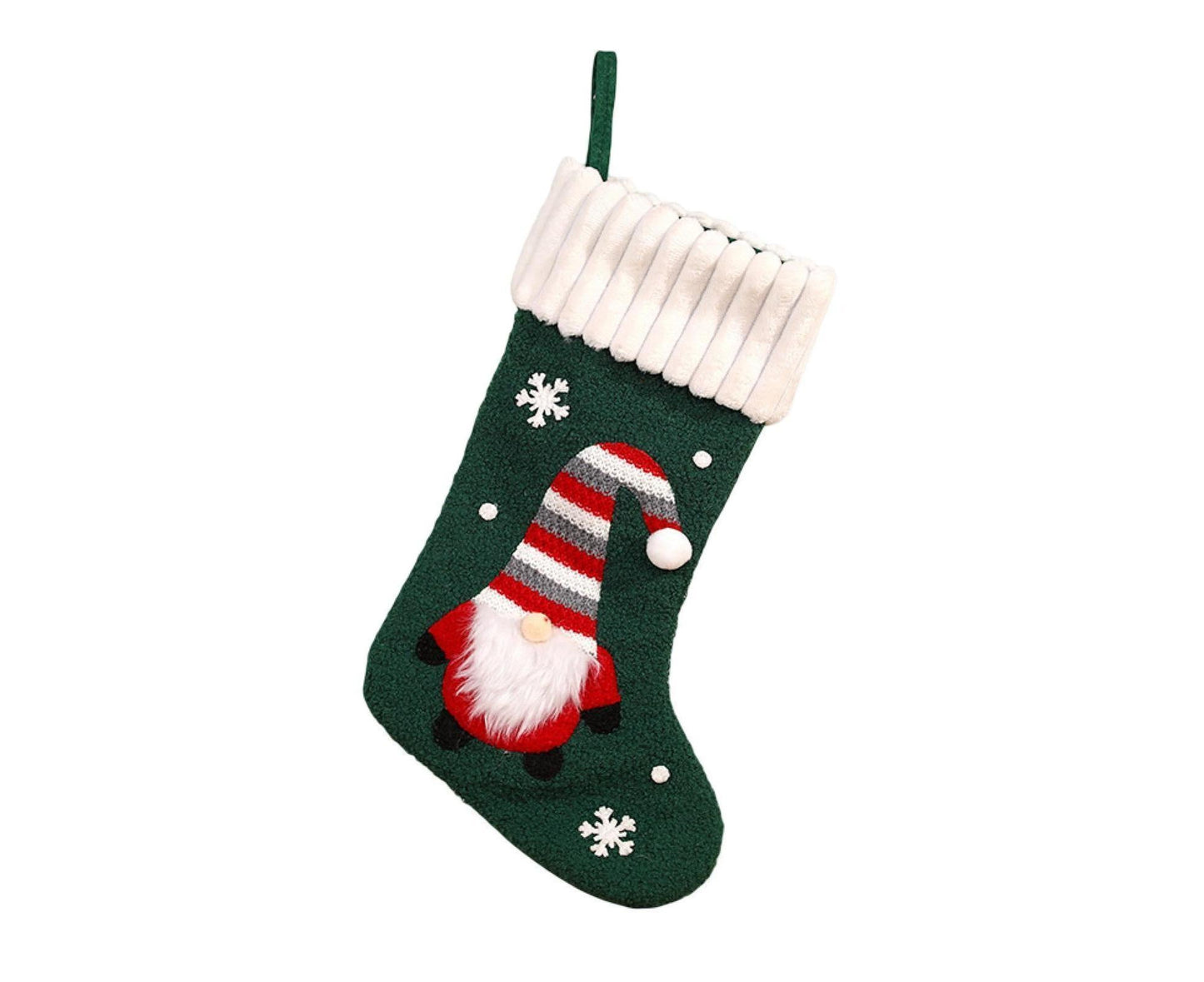 Christmas Stocking Embroidered Old Man Lightweight Cartoon Xmas Gift Candy Bag babies Gift-Green V1263-JX-554