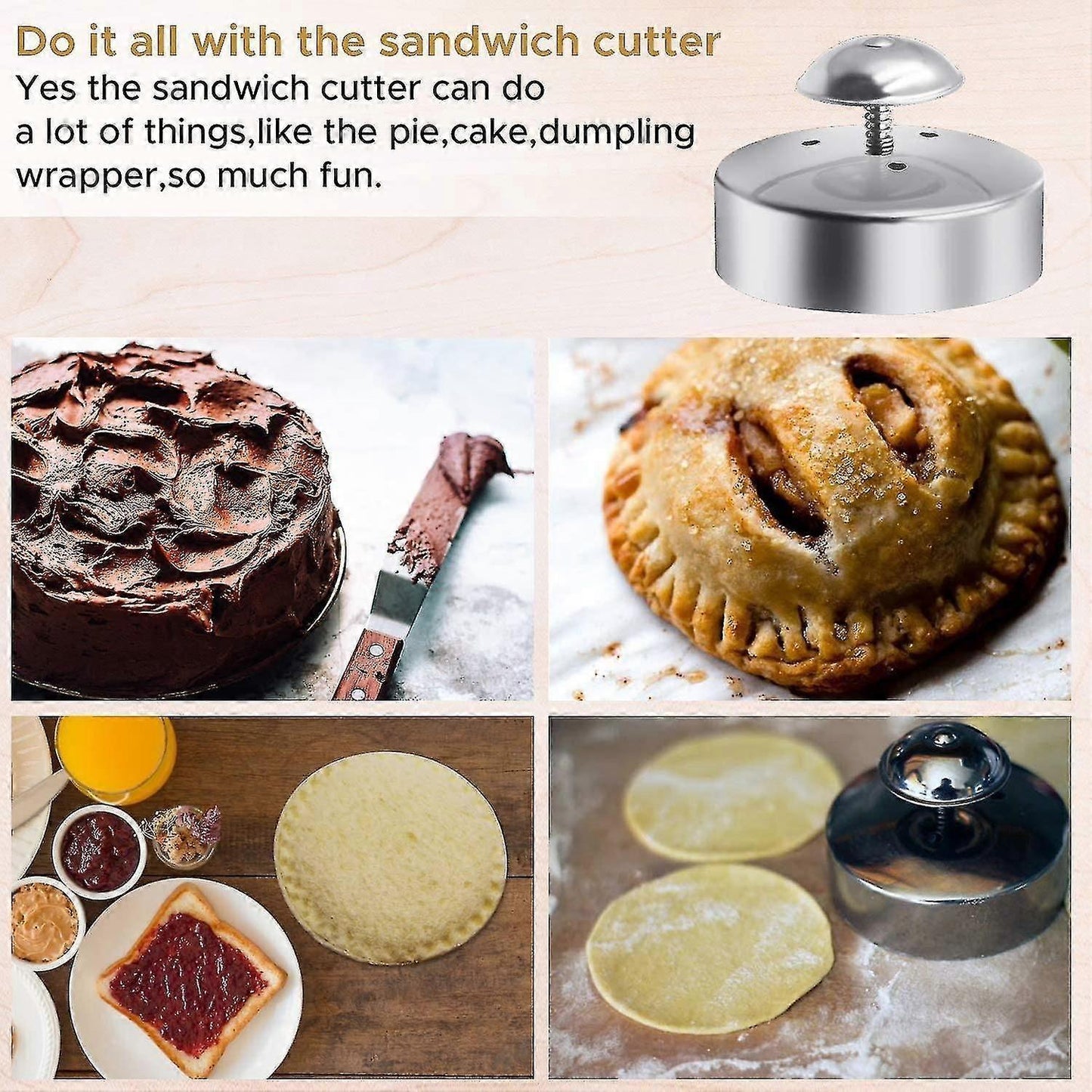Stainless Steel Round Sandwich Cutter and Sealer for Babies Decruster Maker V1263-JX-5540