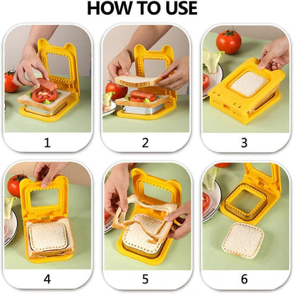 Sandwich Cutter and Sealer Yellow Crustless Bread Pancake Maker for Babies V1263-JX-5542