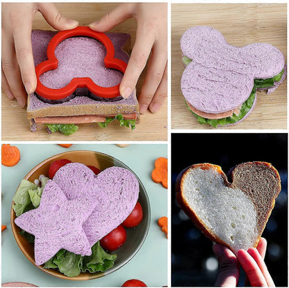 4pcs Sandwich Cutter and Sealer Set Bread Pancake Cookie Cutters V1263-JX-5552