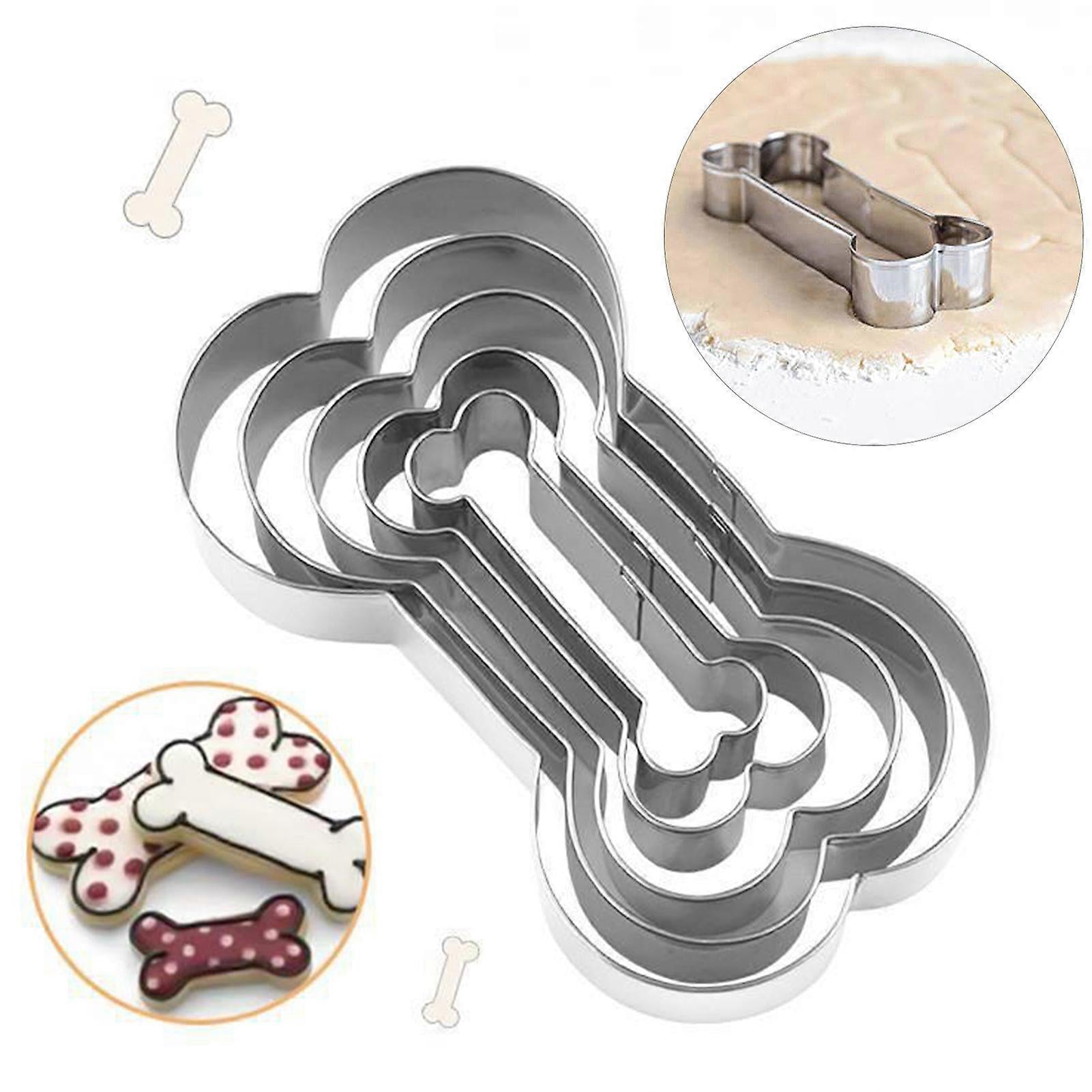 5pcs Stainless Steel Cookie Cutter Molds Dog Bone Sandwich Cutters Set V1263-JX-5558