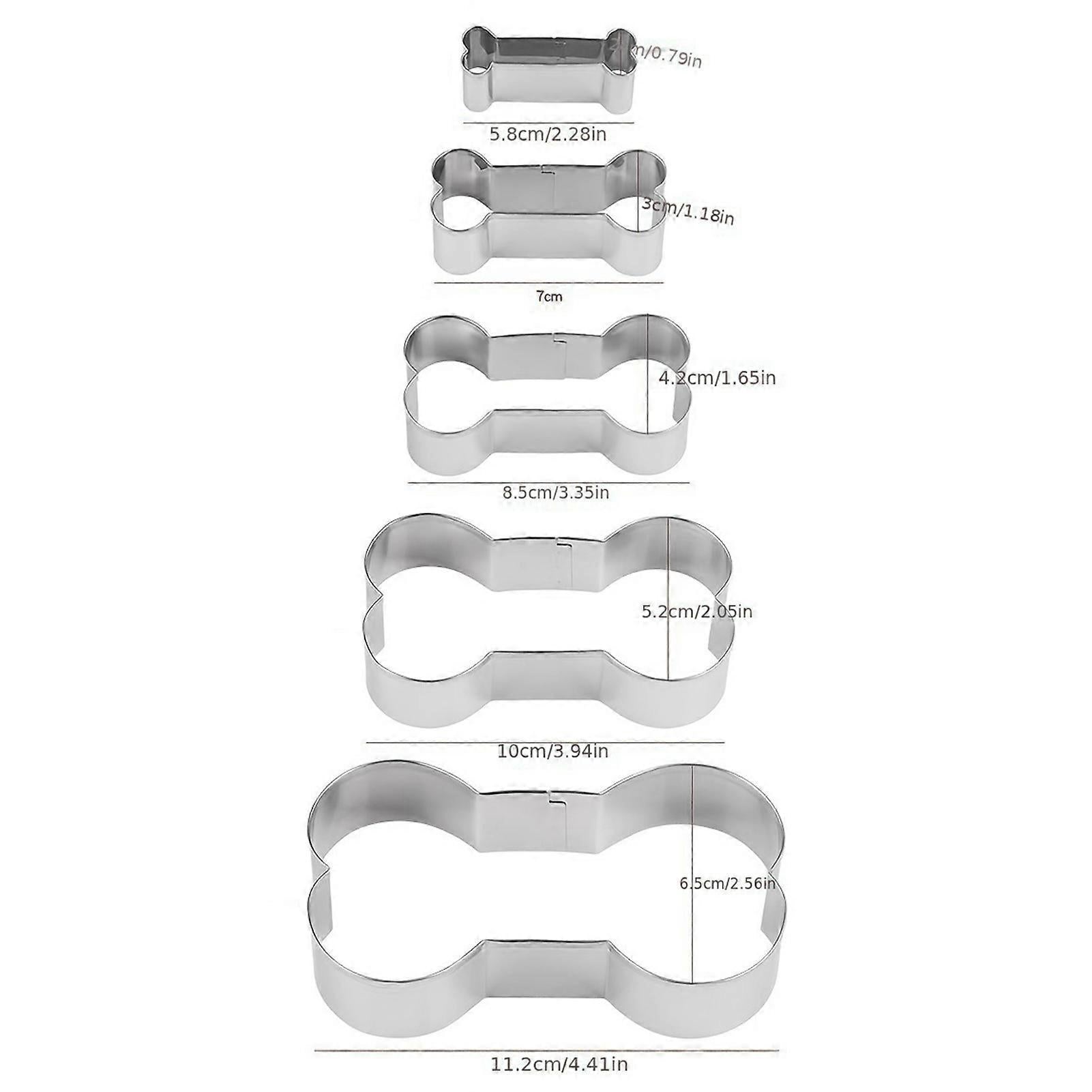 5pcs Stainless Steel Cookie Cutter Molds Dog Bone Sandwich Cutters Set V1263-JX-5558
