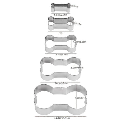 5pcs Stainless Steel Cookie Cutter Molds Dog Bone Sandwich Cutters Set V1263-JX-5558
