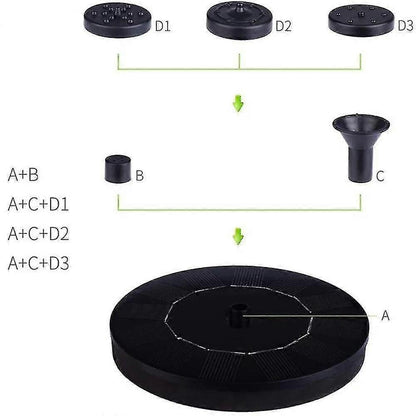 Solar Water Fountain with Nozzles Outdoor Garden Decor V1263-JX-5561