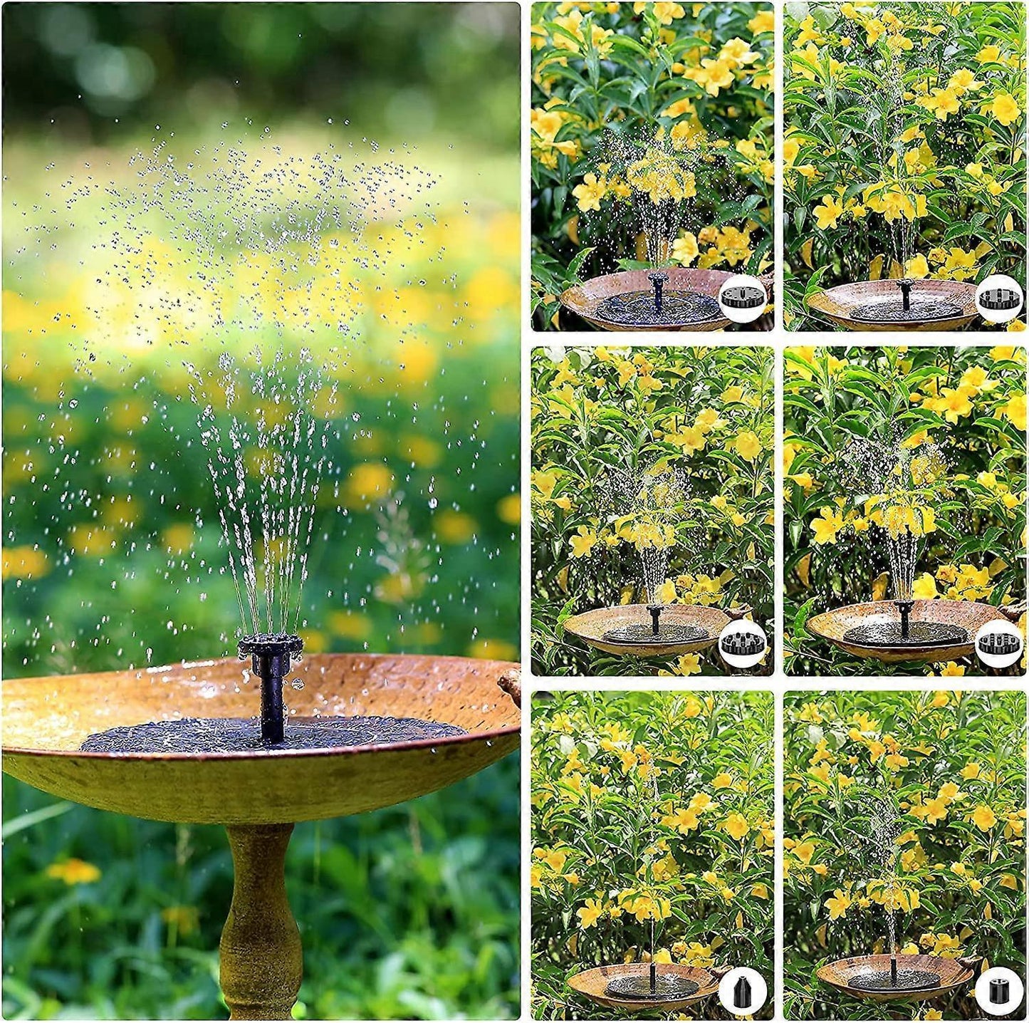 2.5W Solar Fountain Pump with Panel and 6 Nozzles for Pond V1263-JX-5566