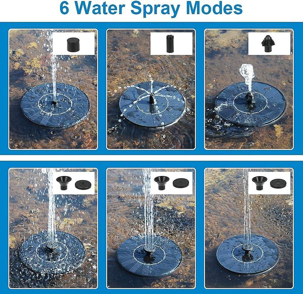 1.4W Solar Fountain Pump with 6 Spray Styles Garden Water Feature V1263-JX-5567