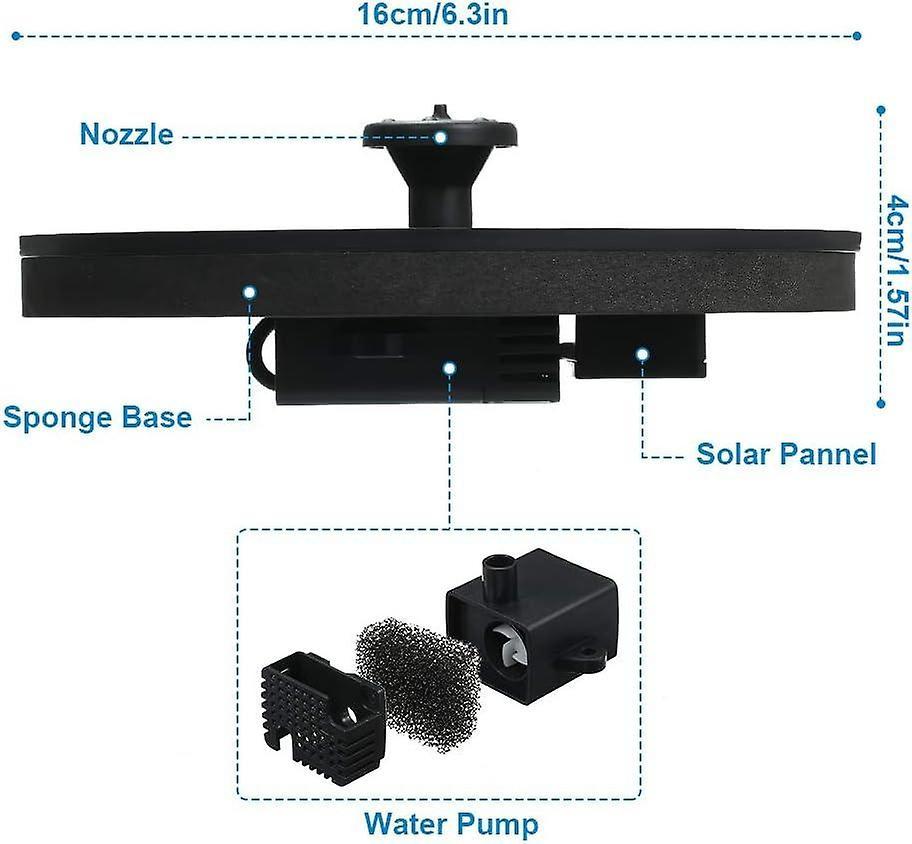 1.4W Solar Fountain Pump with 6 Spray Styles Garden Water Feature V1263-JX-5567