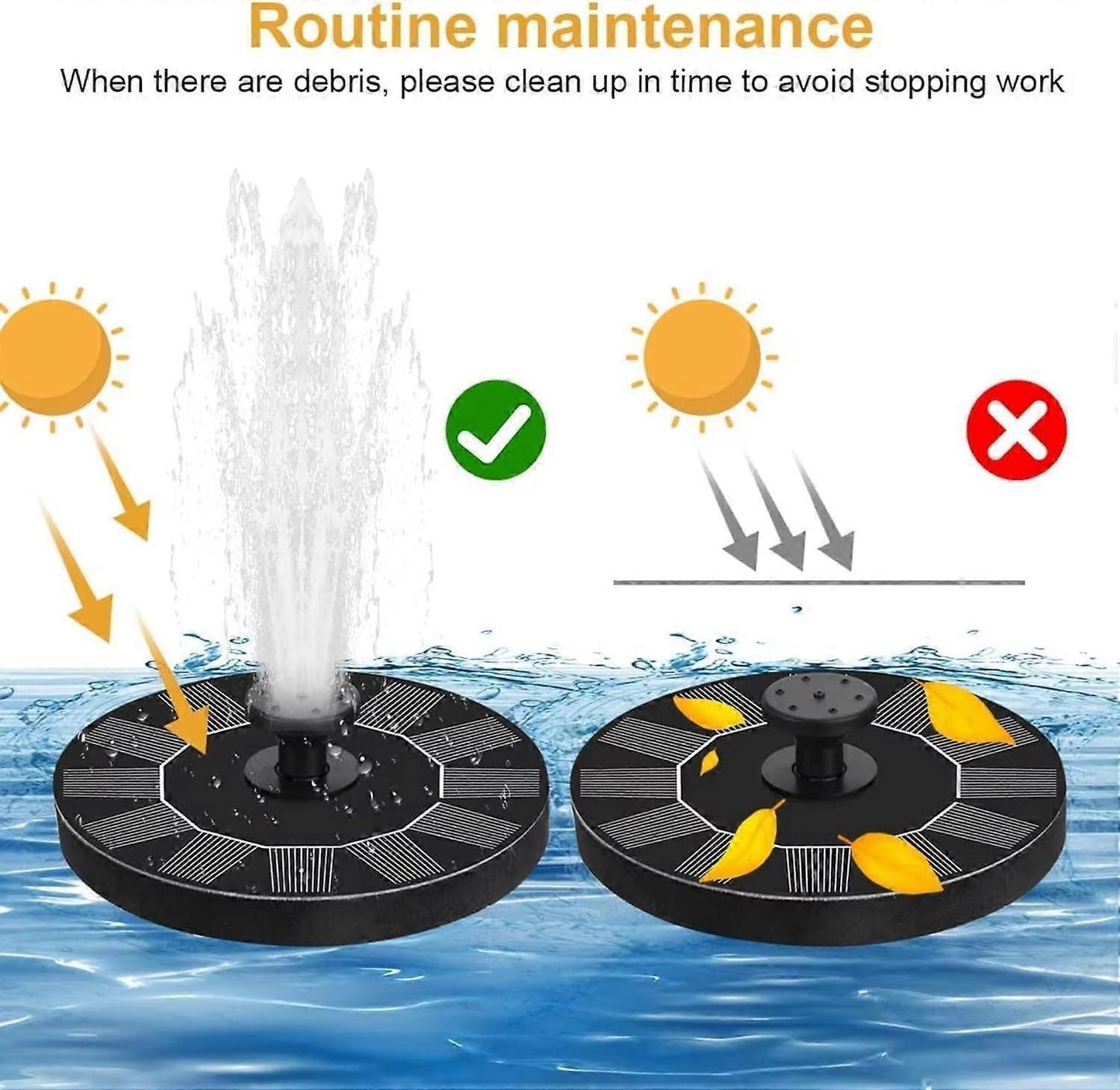 1.2W Floating Solar Fountain Pump with 6 Nozzles 30-40cm Spray V1263-JX-5574