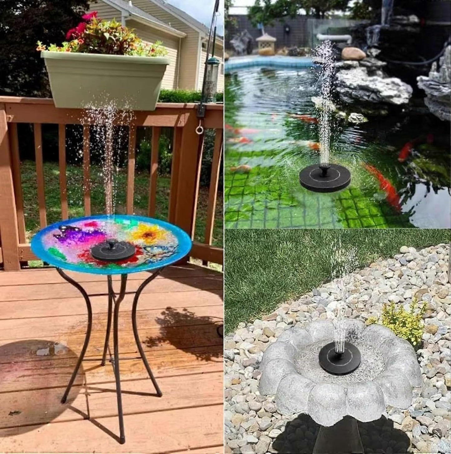 1.2W Floating Solar Fountain Pump with 6 Nozzles 30-40cm Spray V1263-JX-5574