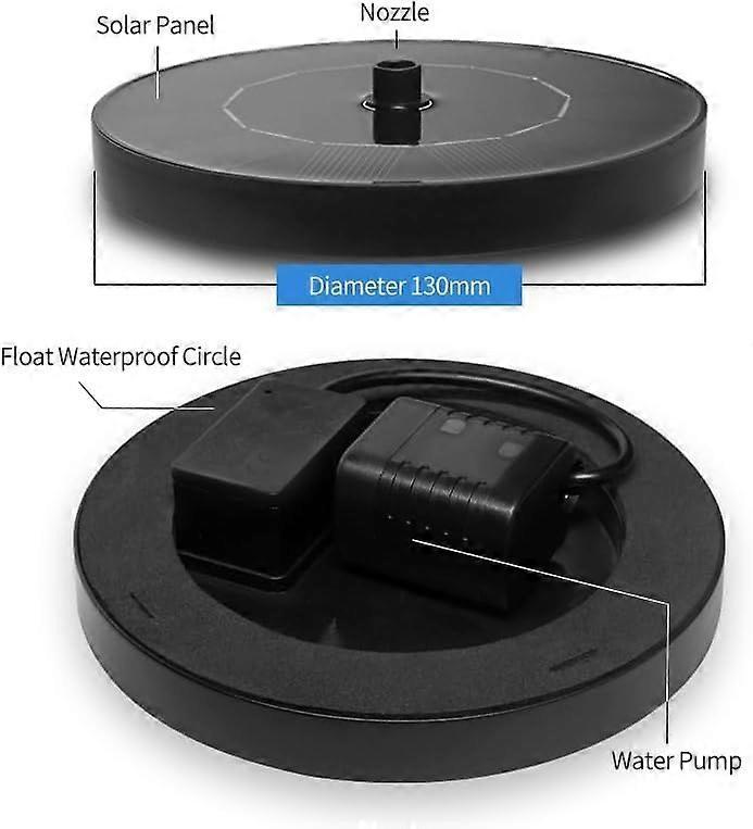 1.2W Floating Solar Fountain Pump with 6 Nozzles 30-40cm Spray V1263-JX-5574