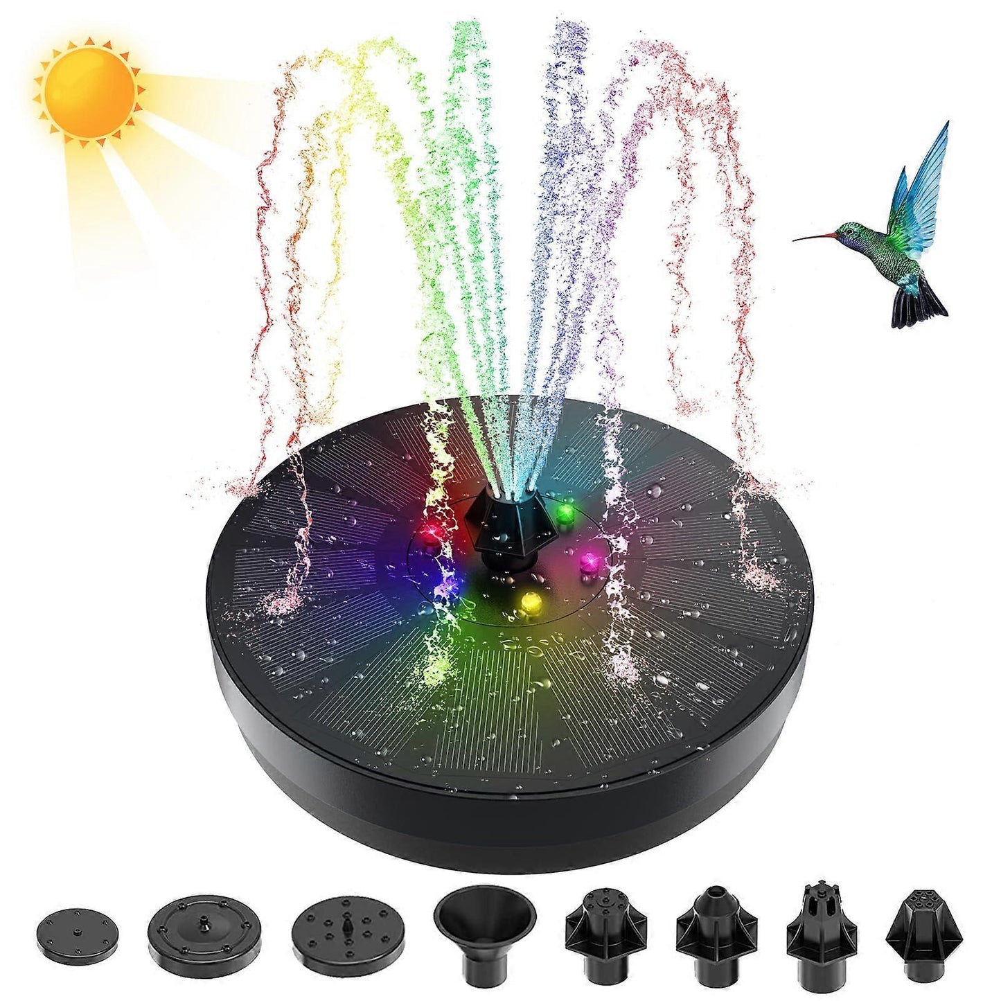 Solar Water Fountain with 8 Jet Lights Floating Solar Pump V1263-JX-5575