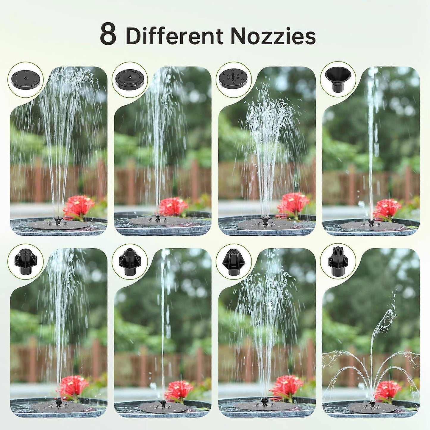 Solar Water Fountain with 8 Jet Lights Floating Solar Pump V1263-JX-5575