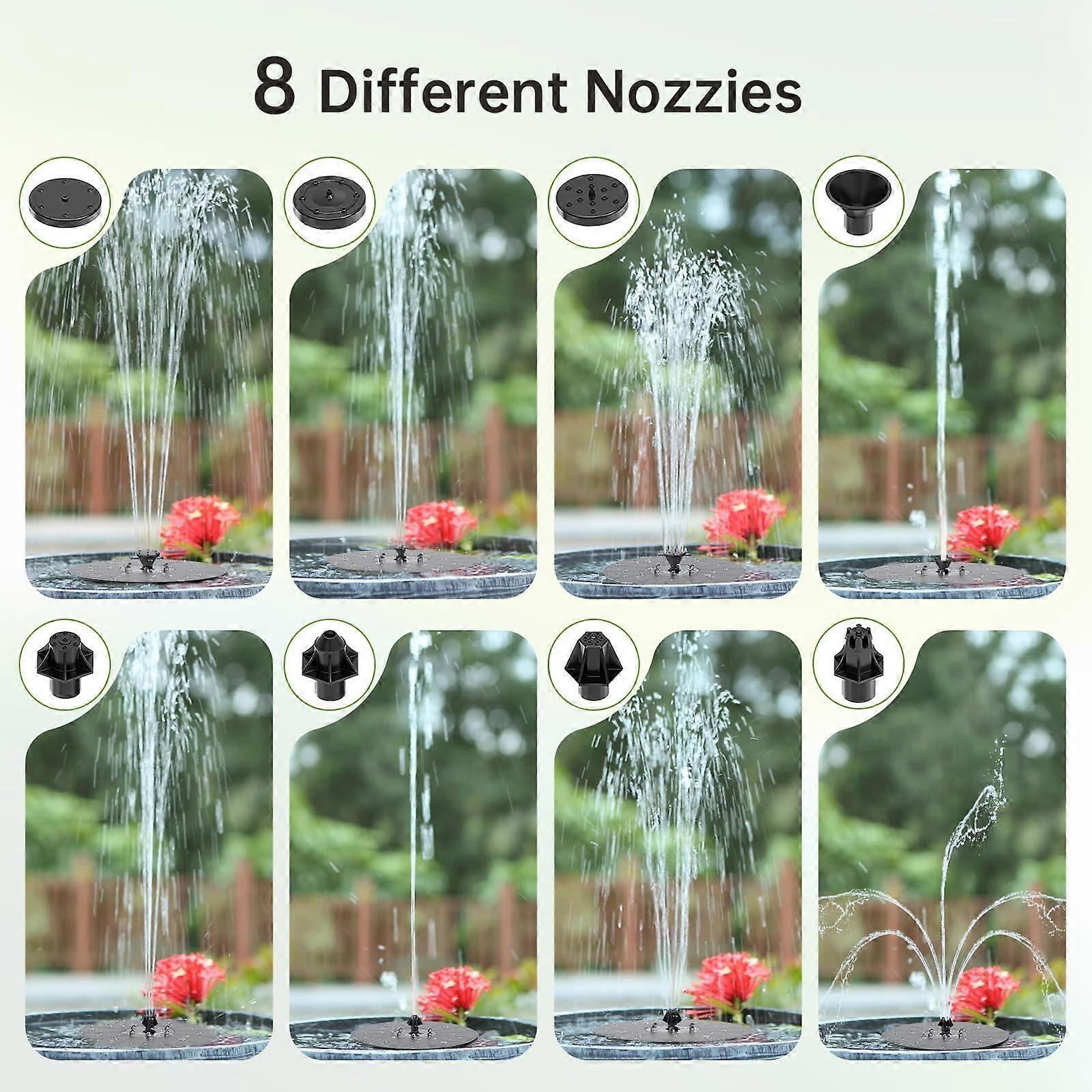 Solar Water Fountain with 8 Jet Lights Floating Solar Pump V1263-JX-5575