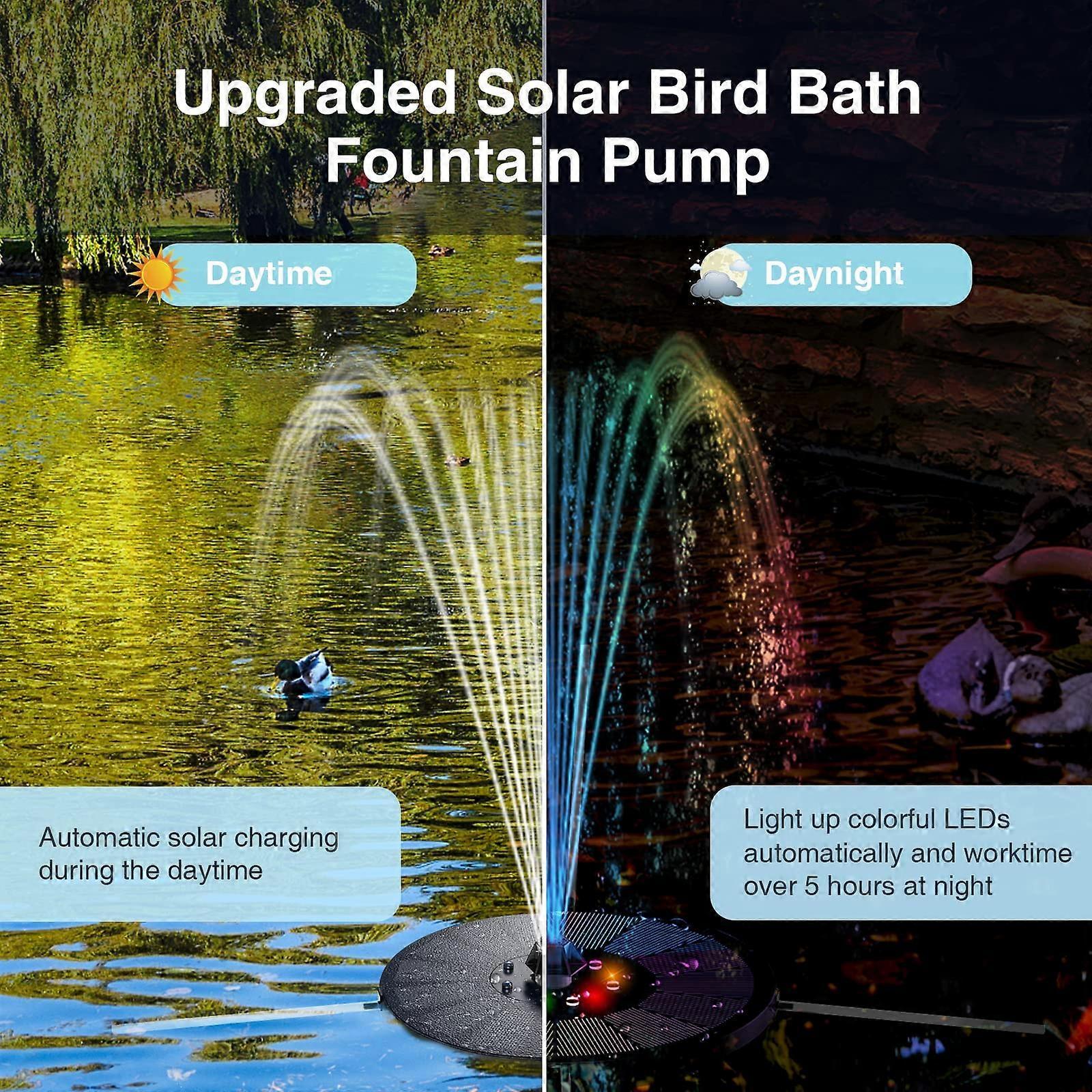 Solar Water Fountain with 8 Jet Lights Floating Solar Pump V1263-JX-5575