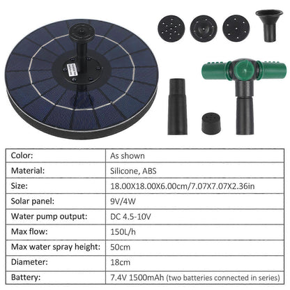 Solar Fountain Disc Pump Bird Bath Solar Water Fountain V1263-JX-5577