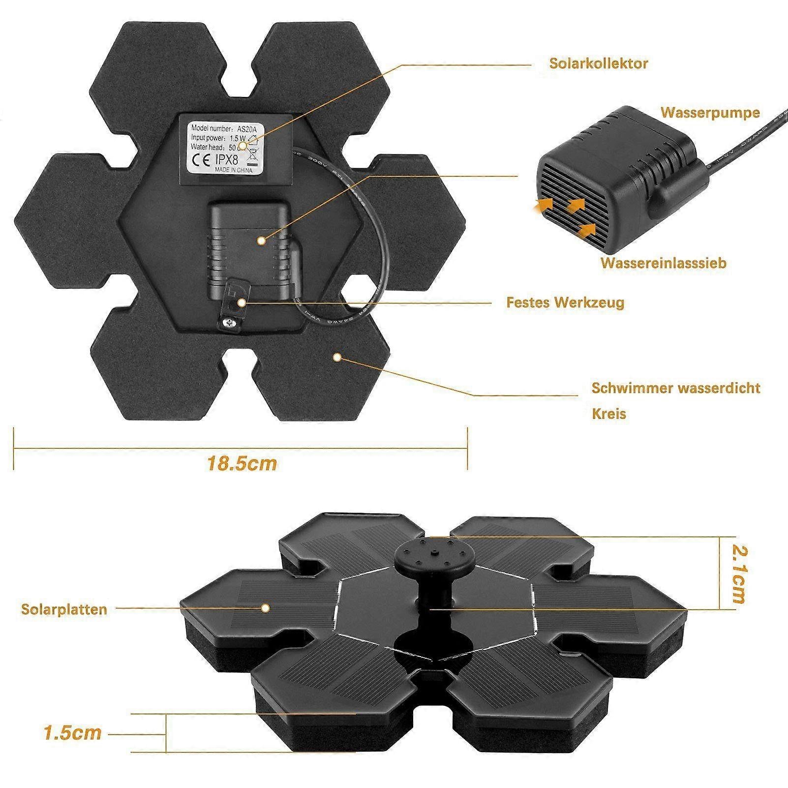 1.4W Solar Pond Fountain Pump with 5 Effects Floating Solar Pump V1263-JX-5579