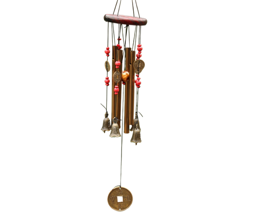 Metal Pipes Bell Copper Coin Wind Chime Ornament Garden Balcony Hanging Decor V1263-JX-558