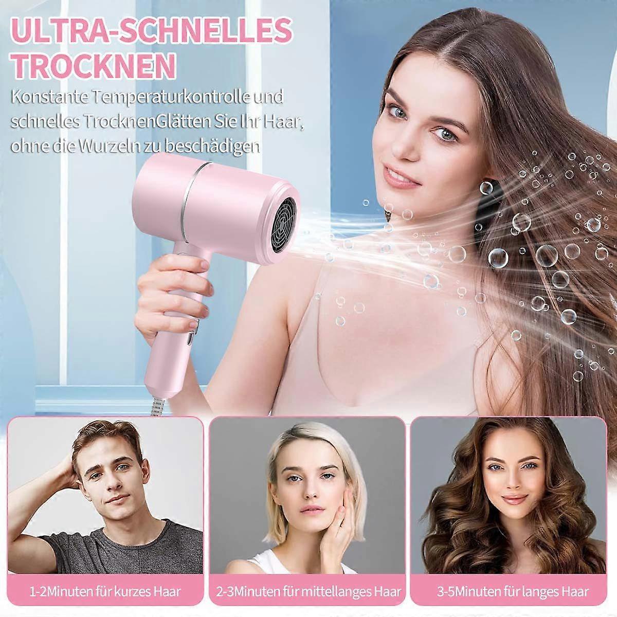 Negative Ion High Power Hair Dryer Pink Lightweight Compact V1263-JX-5614