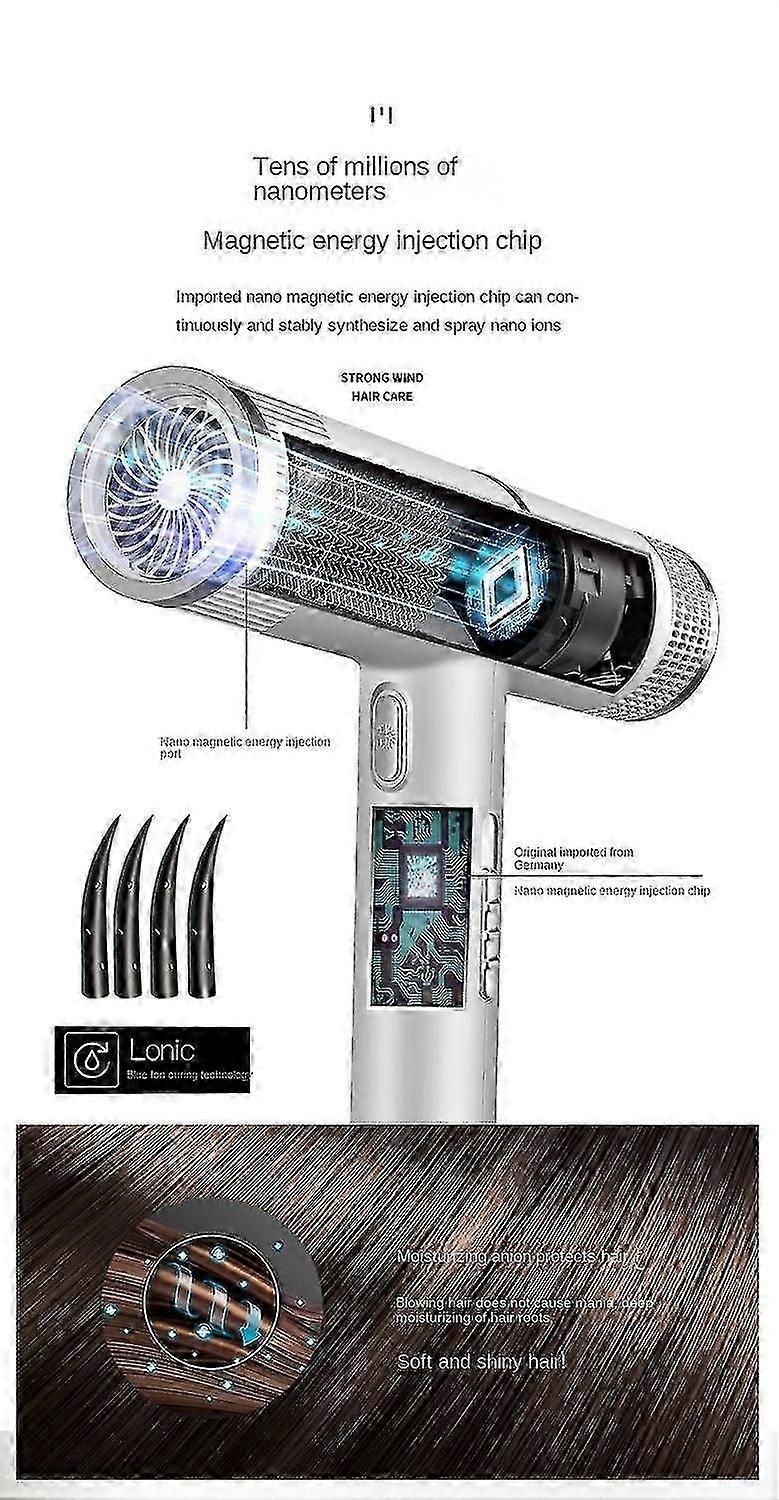 2000W Professional Ionic Hair Dryer with Diffuser Silver Purple V1263-JX-5617