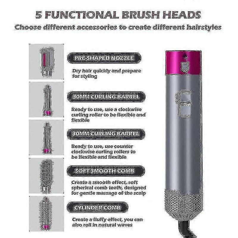 5-in-1 Hair Dryer Brush Curler Straightener Styling Tool V1263-JX-5618
