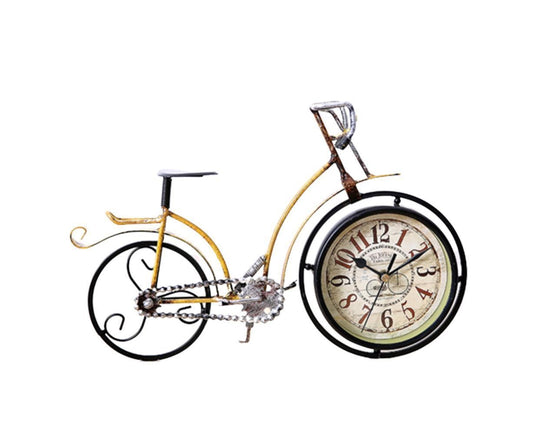 Retro Vintage Silent Iron Bike Bicycle Clock Home Office Living Room Table Decor - Yellow V1263-JX-562