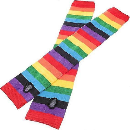 Rainbow Stripe Cooling Arm Sleeves UV Protection Sunblock Running V1263-JX-5623