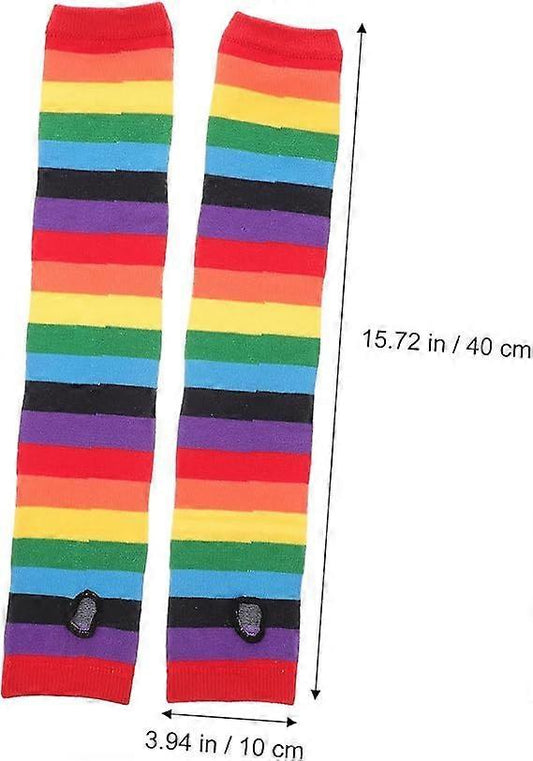 Rainbow Stripe Cooling Arm Sleeves UV Protection Sunblock Running V1263-JX-5623