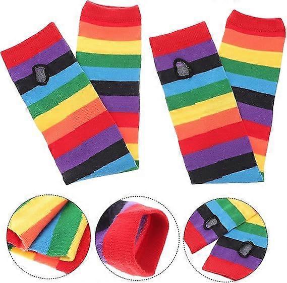 Rainbow Stripe Cooling Arm Sleeves UV Protection Sunblock Running V1263-JX-5623