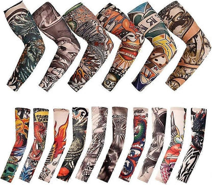 12PCS Flower Tattoo Arm Sleeves UV Cooling Stretch Summer Cover V1263-JX-5630