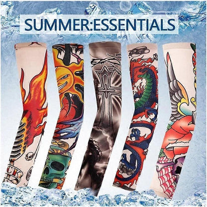 12PCS Flower Tattoo Arm Sleeves UV Cooling Stretch Summer Cover V1263-JX-5630