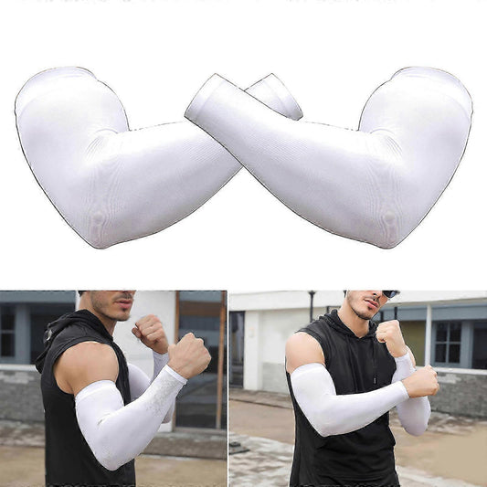 Large Size Cooling Arm Sleeves UV Protection Fishing Sports White V1263-JX-5638