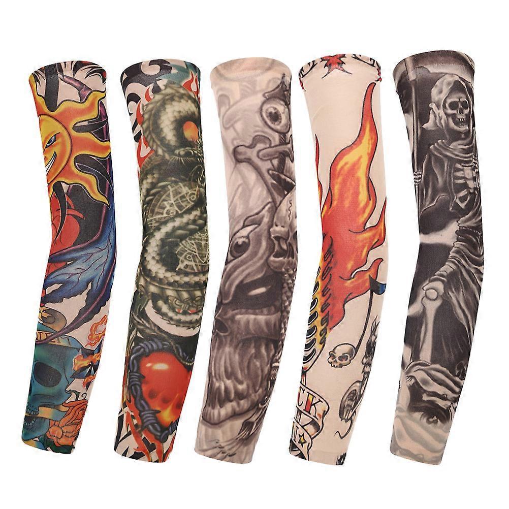 5Pcs Arm Cuffs Tattoo Cover Sleeves Protective Fake Tattoo Look V1263-JX-5639