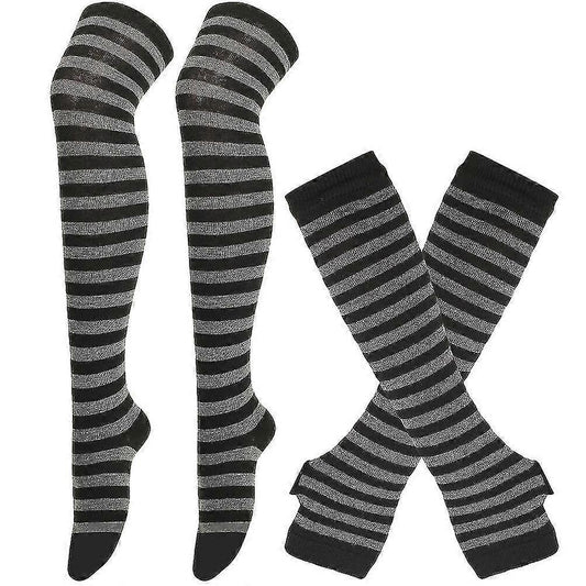 Women Knitted Fingerless Arm Sleeves Winter Costume Party Gloves V1263-JX-5640