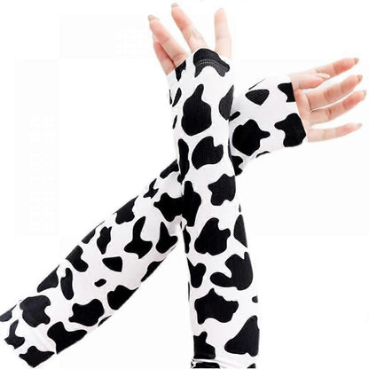 Cow Print Cooling Arm Sleeves UV Protection Long Arm Covers V1263-JX-5643