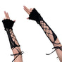 Half Finger Lace Arm Sleeves Decorative Hollow Design Black V1263-JX-5646